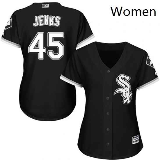 Womens Majestic Chicago White Sox 45 Bobby Jenks Replica Black Alternate Home Cool Base MLB Jersey